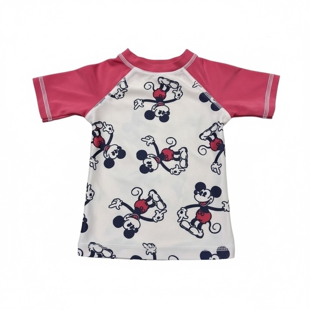 Lot of 2 Toddler Boys Rash Guards Disney Mickey Mouse  Cat Jack Navy Blue 2T